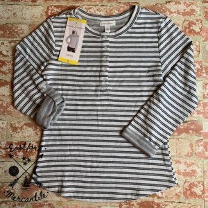 NWT Vintage America Stripe Henley Thermal Top S